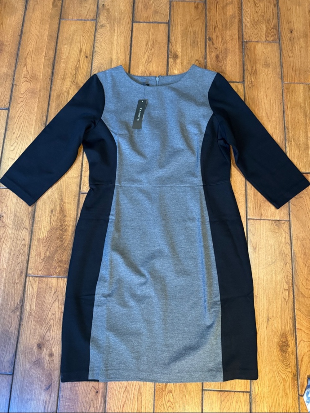 Talbots Gray and Black Colorblock Sheath Dress